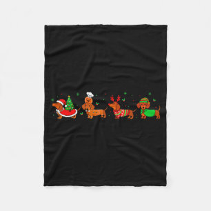 Dachshund Christmas Pajamas For Women Girlfriend D Fleece Blanket