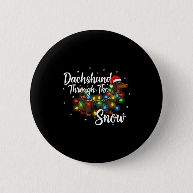 Dachshund Christmas Pajamas Shirt Dachshund Throug Button (Front)