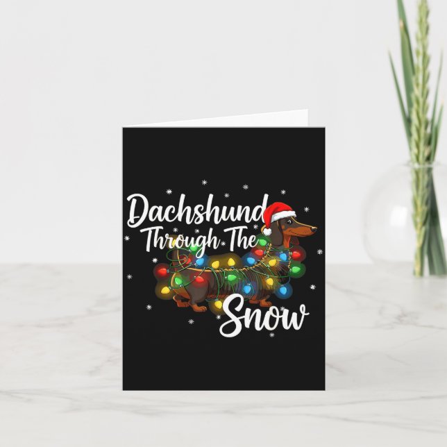 Dachshund Christmas Pajamas Shirt Dachshund Throug Card (Front)
