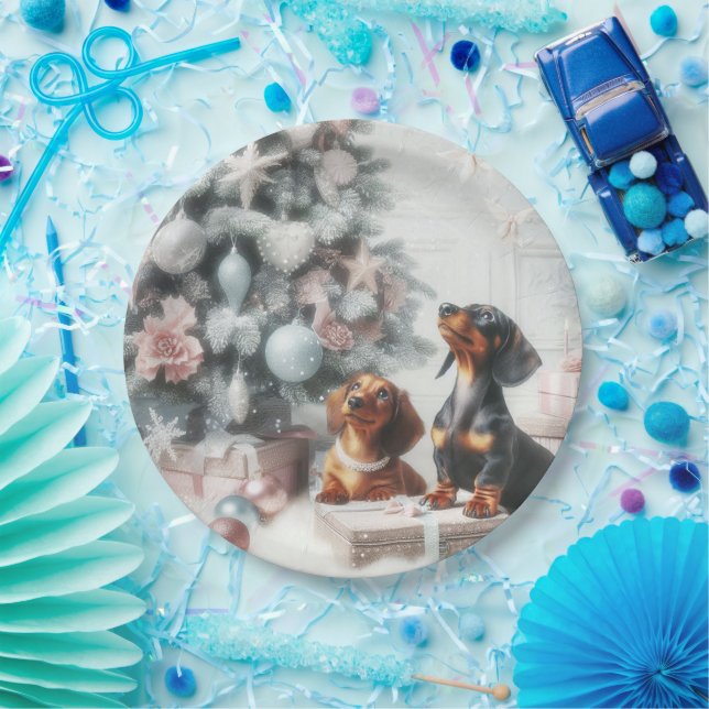 Dachshund Christmas Party Paper Plates (Party)