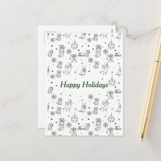 Dachshund  Christmas pattern Holiday Postcard