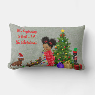 Dachshund Christmas Pillow Ethnic Holiday Decor