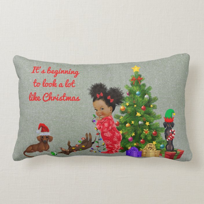 dachshund christmas pillow