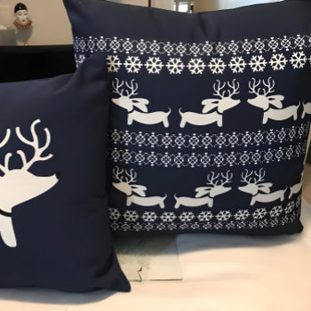 Dachshund Christmas Pillow Fair Isle Reindeer by Smoothe1 at Zazzle