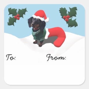 Dachshund Christmas Present Tag