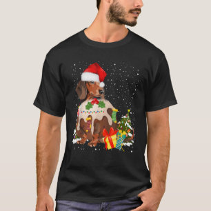 Dachshund Christmas Pudding Idea for Kids Sausage  T-Shirt