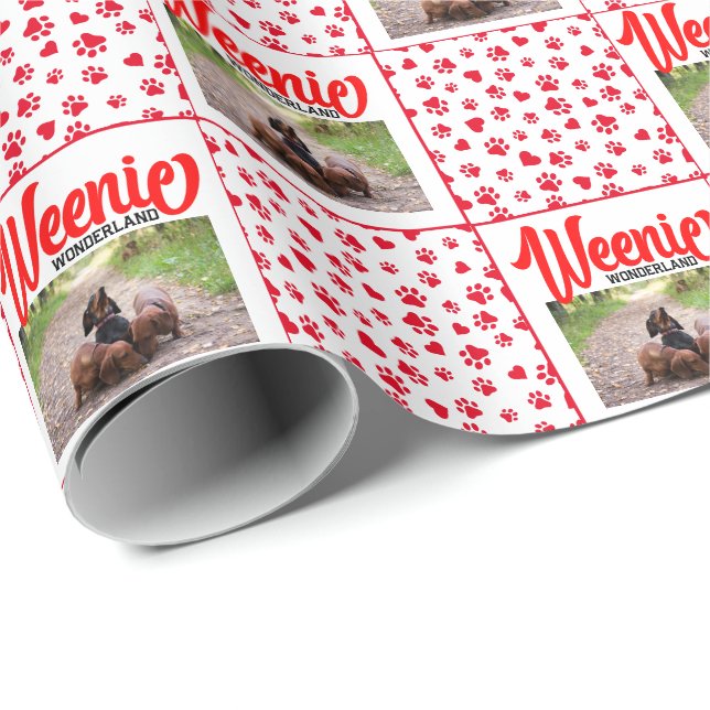 Dachshund Christmas Puppy Picture Funny Weenie Dog Wrapping Paper (Roll Corner)