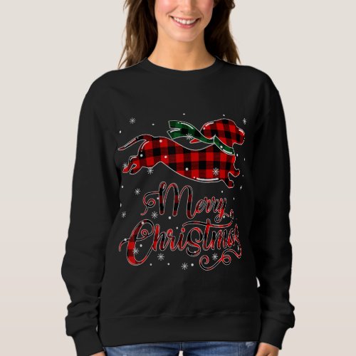 Dachshund Christmas Red Plaid Buffalo Pajamas Xmas Sweatshirt