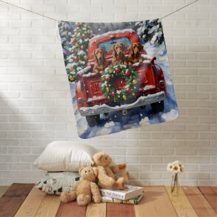Dachshund Christmas Red Truck Holiday Baby Blanket