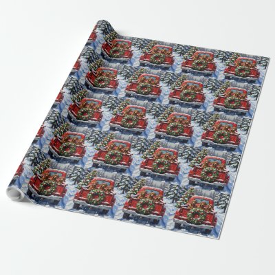 Dachshund Christmas Red Truck Holiday Wrapping Paper
