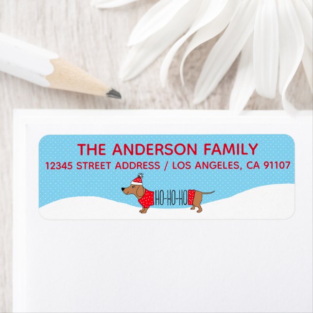 Dachshund Christmas Return Address Label (Insitu)