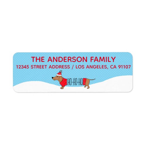 Dachshund Christmas Return Address Label