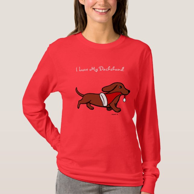 Dachshund Christmas Running T-Shirt (Front)