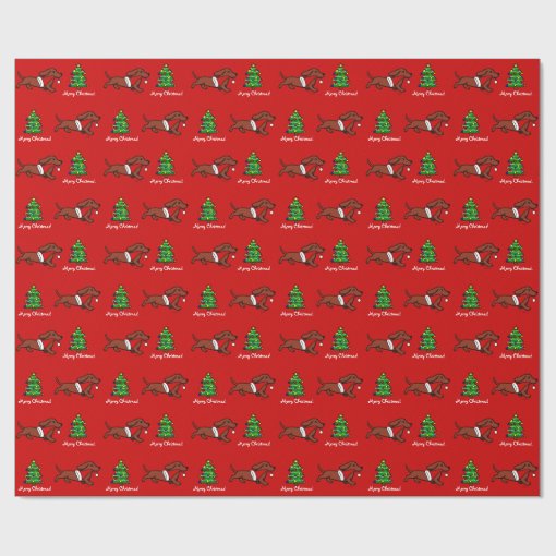 Dachshund Christmas Running Wrapping Paper Zazzle