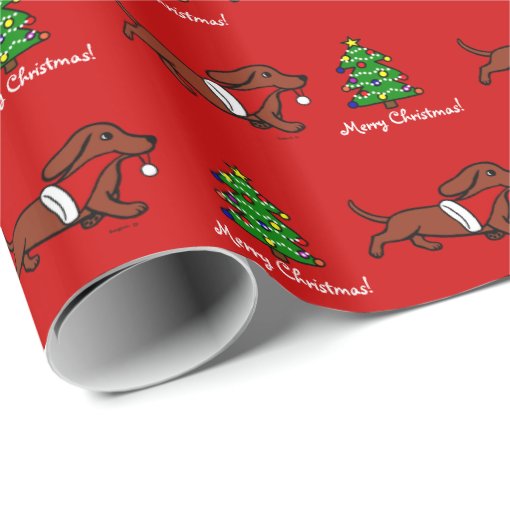 Dachshund Christmas Running Wrapping Paper Zazzle
