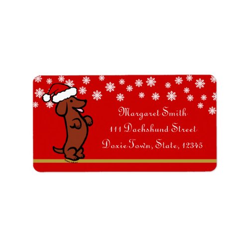 Dachshund Christmas Santa Hat Labels