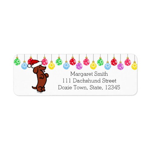 Dachshund Christmas Santa Hat Labels