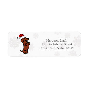Dachshund Christmas Santa Hat Labels