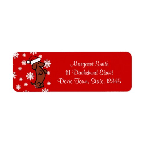 Dachshund Christmas Santa Hat Labels