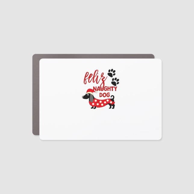 Dachshund Christmas Shirt _ Funny Feliz Naughty Do Car Magnet (Front)