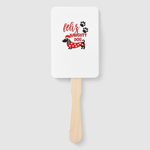 Dachshund Christmas Shirt _ Funny Feliz Naughty Do Hand Fan