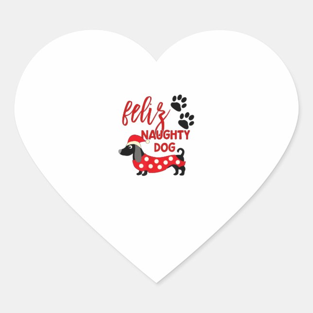 Dachshund Christmas Shirt _ Funny Feliz Naughty Do Heart Sticker (Front)