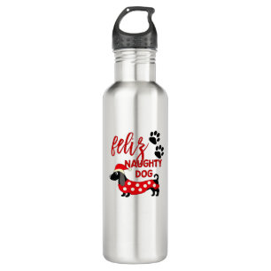 Dachshund Christmas Shirt _ Funny Feliz Naughty Do Stainless Steel Water Bottle
