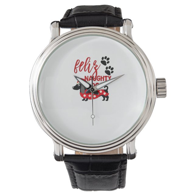 Dachshund Christmas Shirt _ Funny Feliz Naughty Do Watch (Front)