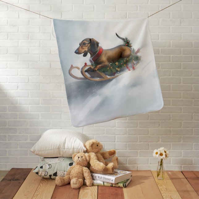 Dachshund Christmas snow winter Baby Blanket (In Situ)