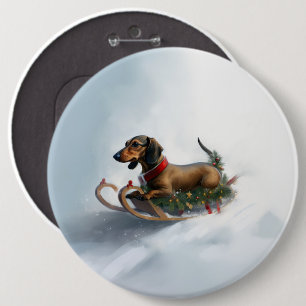 Dachshund Christmas snow winter Button