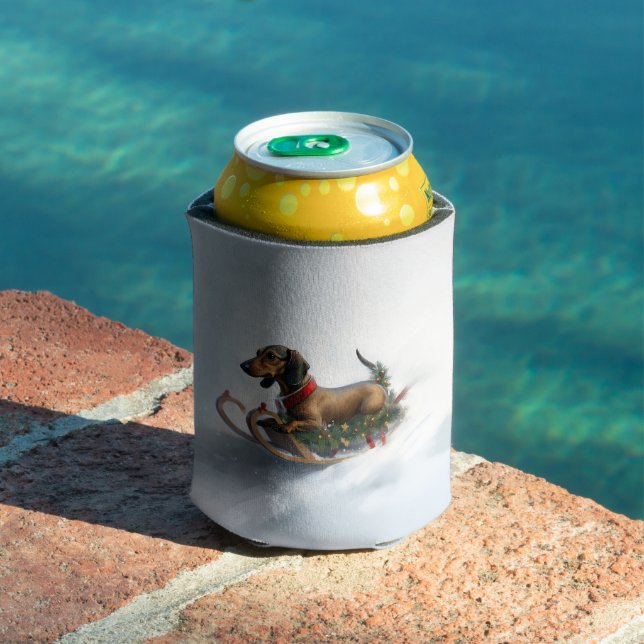 Dachshund Christmas snow winter Can Cooler (In Situ Pool)