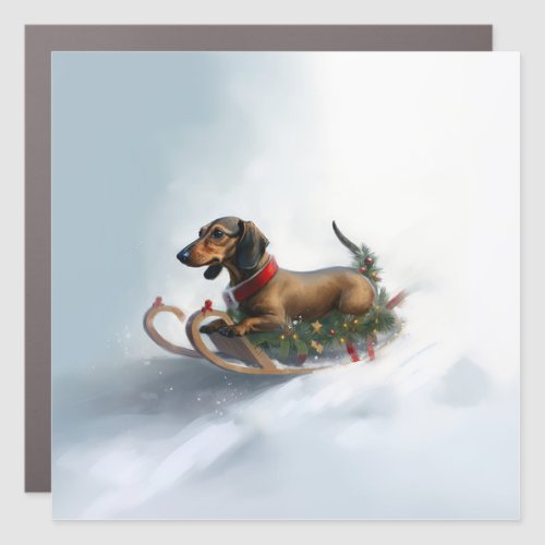 Dachshund Christmas snow winter Car Magnet