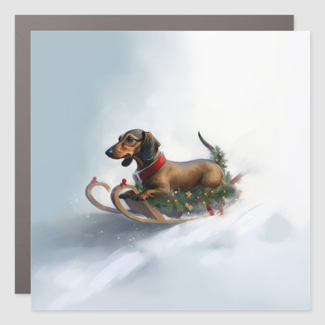 Dachshund Christmas snow winter Car Magnet (Front)