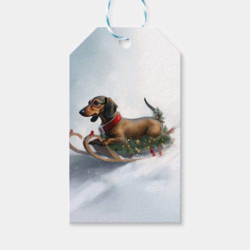 Dachshund Christmas snow winter Gift Tags