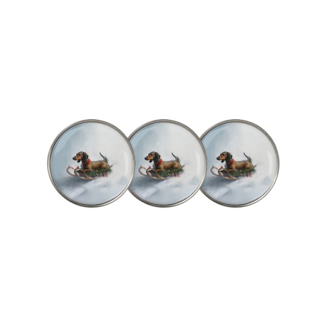 Dachshund Christmas snow winter Golf Ball Marker (3 Up)