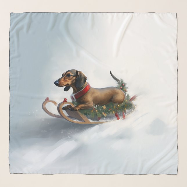 Dachshund Christmas snow winter Scarf (Front)