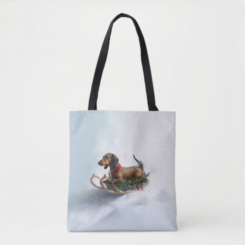 Dachshund Christmas snow winter Tote Bag