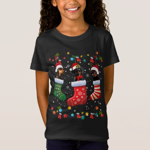 Dachshund Christmas Socks Funny Xmas Pajama Dog Lo T_Shirt