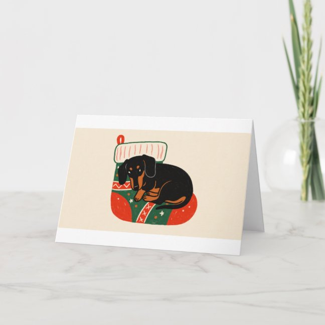 Dachshund Christmas Stocking Nap Greeting Card