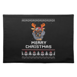 Dachshund Christmas Sweater Oversized T-Shirt Cloth Placemat