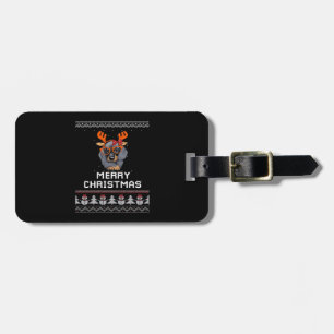 Dachshund Christmas Sweater Oversized T-Shirt Luggage Tag