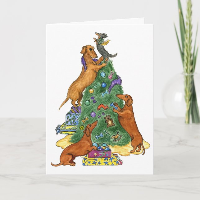 Dachshund Christmas Tree Card (Front)