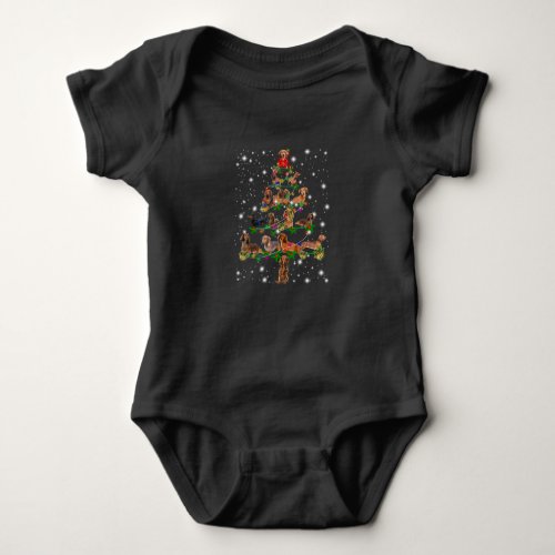 Dachshund Christmas Tree Covered By Flashlight Baby Bodysuit