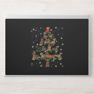 Dachshund Christmas Tree Covered By Flashlight HP Laptop Skin