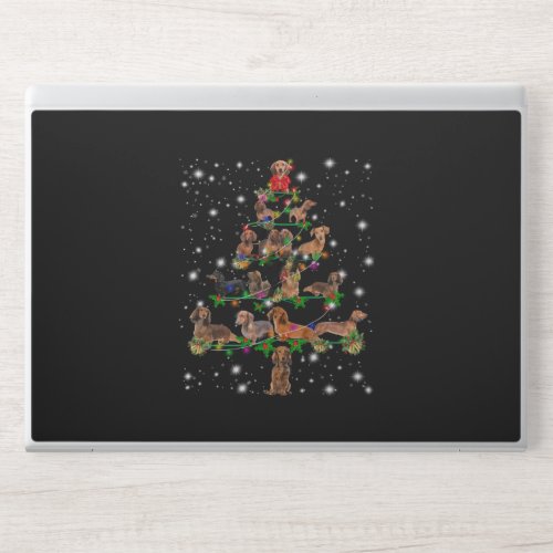 Dachshund Christmas Tree Covered By Flashlight HP Laptop Skin