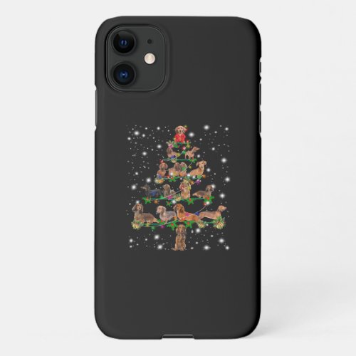 Dachshund Christmas Tree Covered By Flashlight iPhone 11 Case