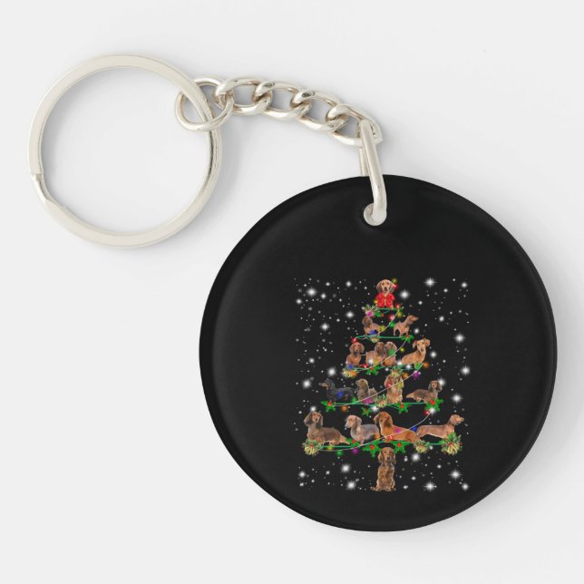 Dachshund Christmas Tree Covered By Flashlight Keychain (Front)