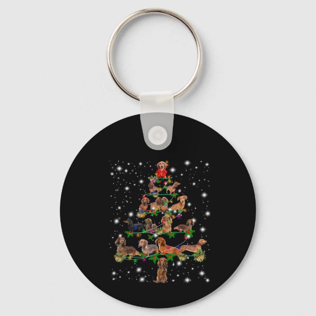 Dachshund Christmas Tree Covered By Flashlight Keychain (Front)