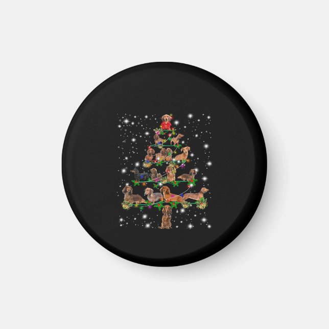 Dachshund Christmas Tree Covered By Flashlight Magnet (Front)