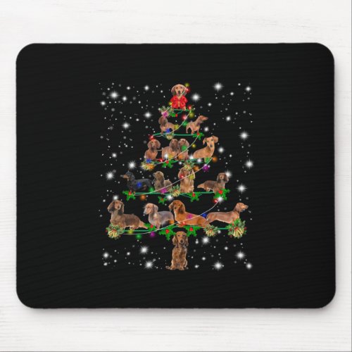 Dachshund Christmas Tree Covered By Flashlight Mouse Pad